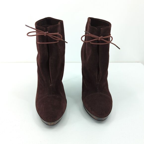 Burberry Women 36 US 6 Prorsum Tanfield 110 Ankle Boots Booties Brown Suede - Picture 4 of 14